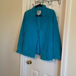 Live a Little aqua blue women’s suede jacket
